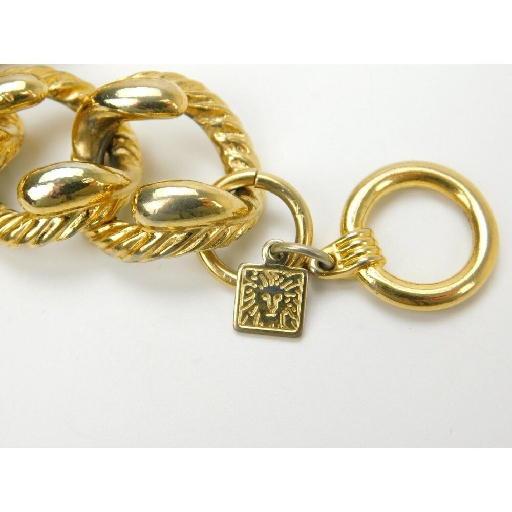 Vintage Anne Klein Heavy Chunky Textured Chain Link Gold Tone Collar Necklace - Picture 5 of 7